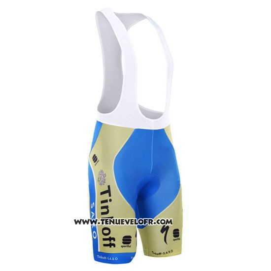 2015 Maillot Ciclismo Tinkoff Saxo Bank Azur et Jaune Manches Courtes et Cuissard